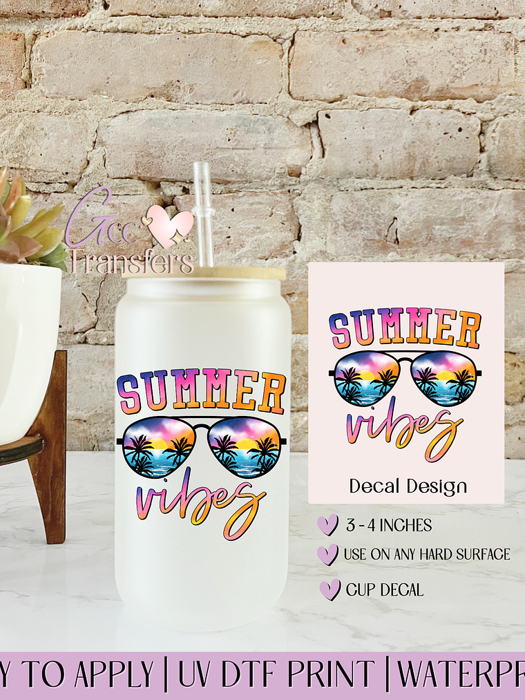 Summer Vibes Sunglasses - Decal UVDTF 1