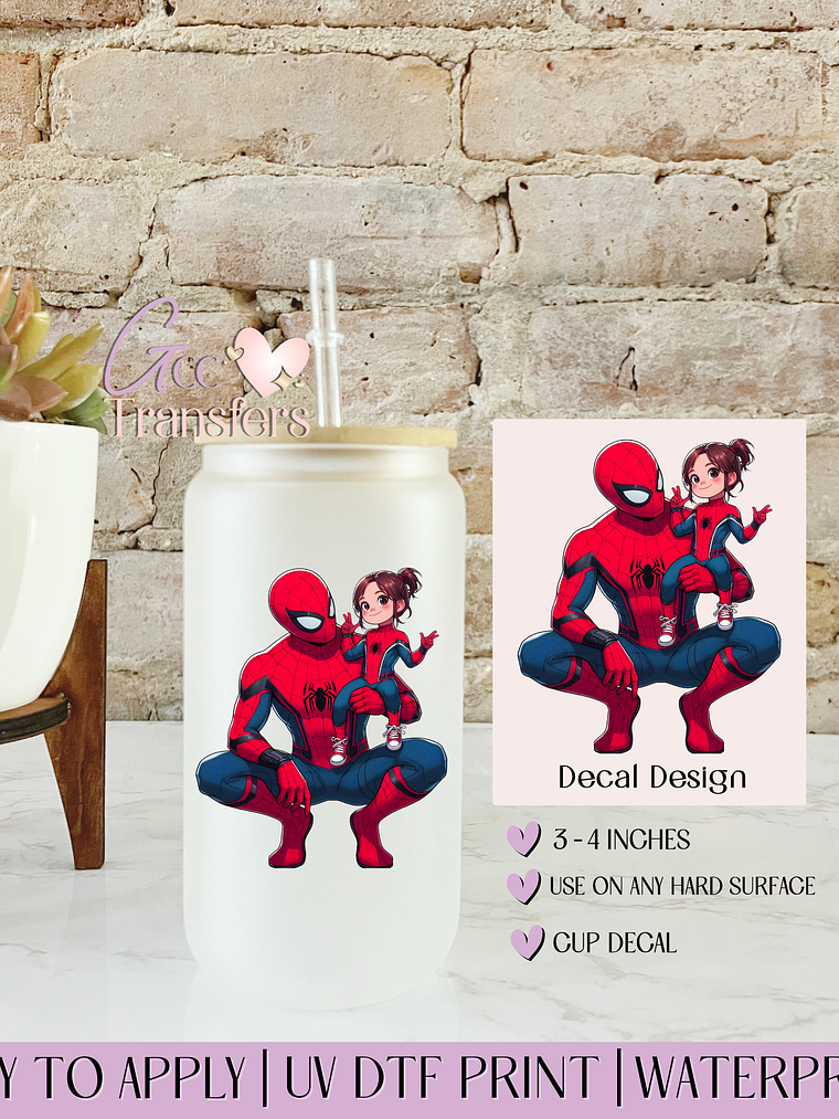 Man of Power Red & Blue Daddy & Daughter - Decal UVDTF 1