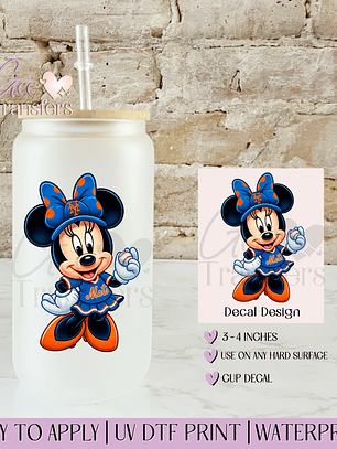 Mice Bow Fan NY Baseball- Decal UVDTF