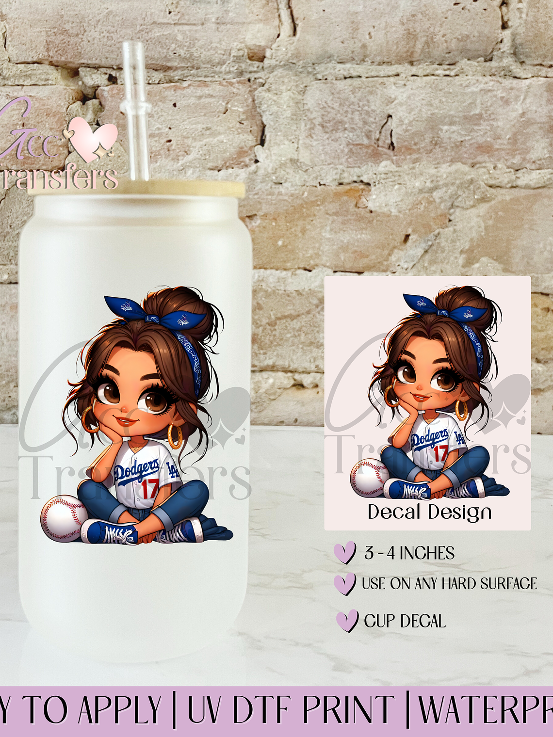 Dodgers 17 Ball Girl Fans Baseball - Decal UVDTF 1