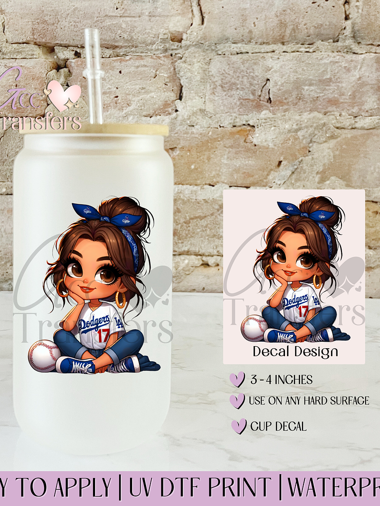 Dodgers 17 Ball Girl Fans Baseball - Decal UVDTF 1