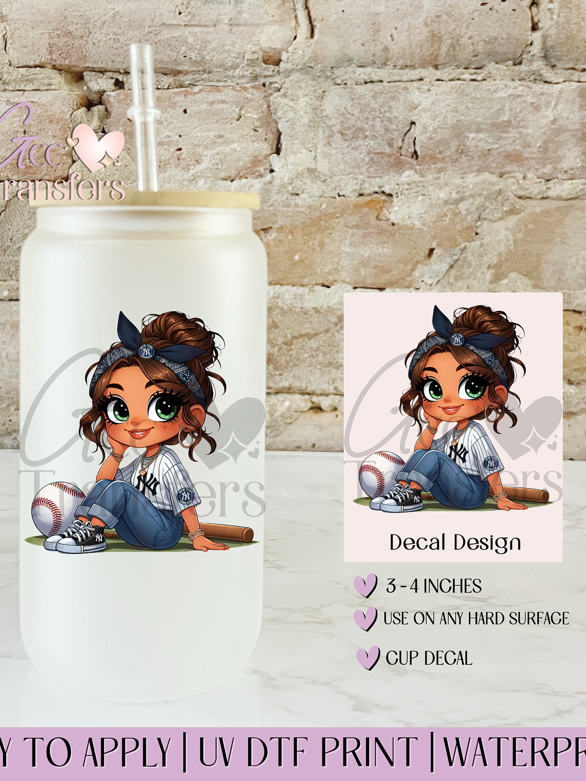 NY Girl Fans Baseball - Decal UVDTF 1