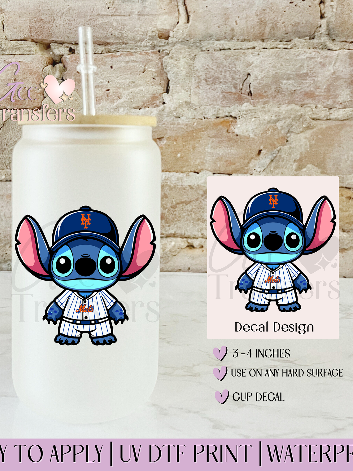 Blue Alien NY Baseball - Decal UVDTF 1