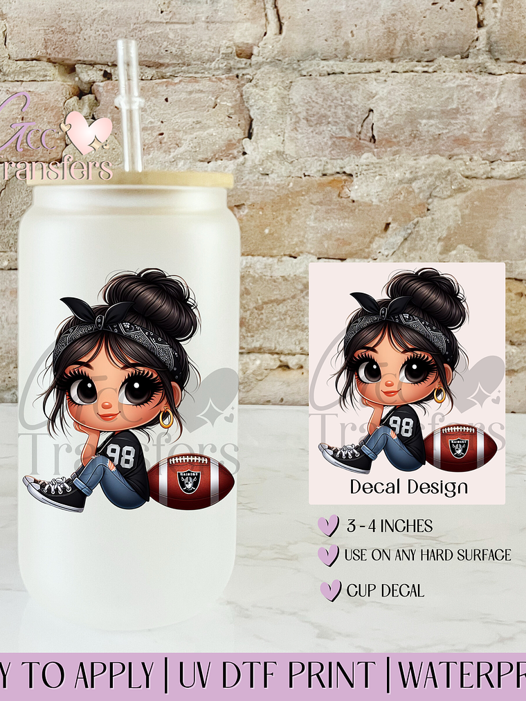 Raiders Girl Fans Football - Decal UVDTF 1