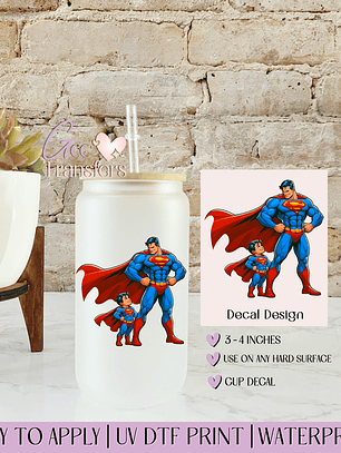 Man of Steel Dad & Boy- Decal UVDTF