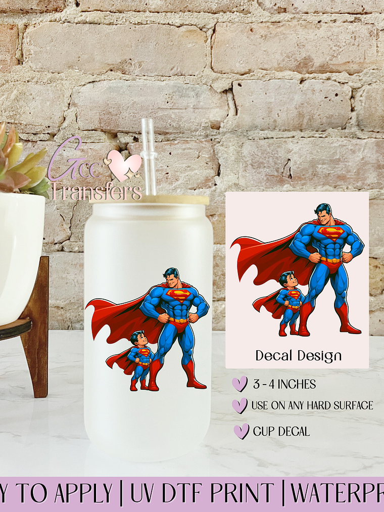 Man of Steel Dad & Boy- Decal UVDTF 1