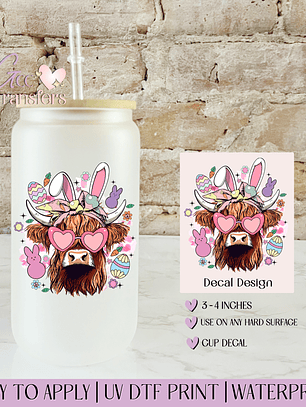 Easter Highland Cow - Decal UVDTF
