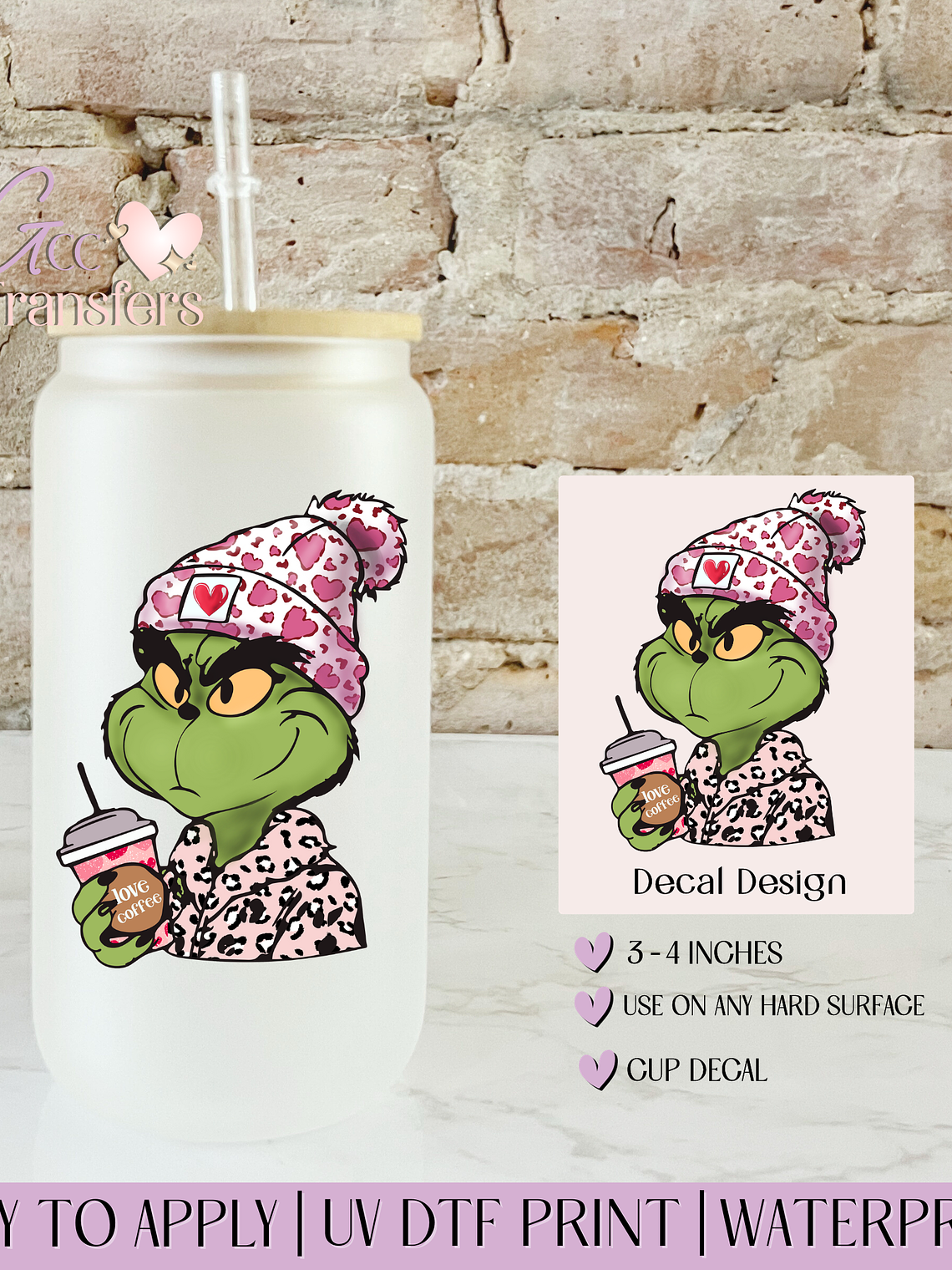 Valentine Boujee Hearts Leopard - Decal UVDTF 1