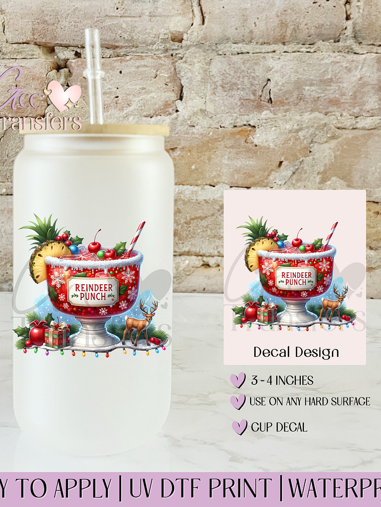 Reindeer Punch Christmas Drink - Decal UVDTF 1