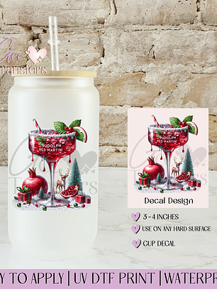 Rudolph Red Christmas Drink - Decal UVDTF