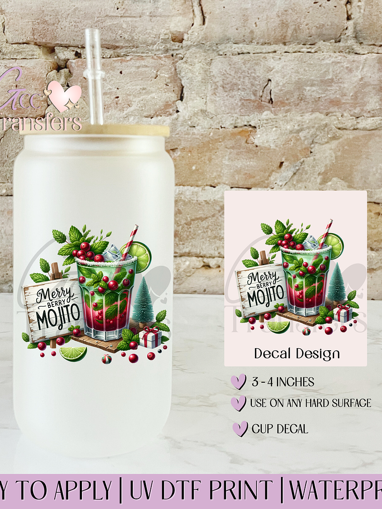 Merry Berry Christmas Drink - Decal UVDTF 1
