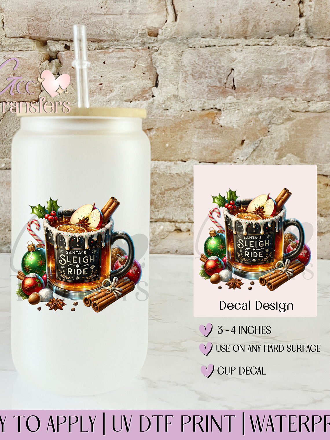 Santa's Sleigh Ride Christmas Drink - Decal UVDTF 1
