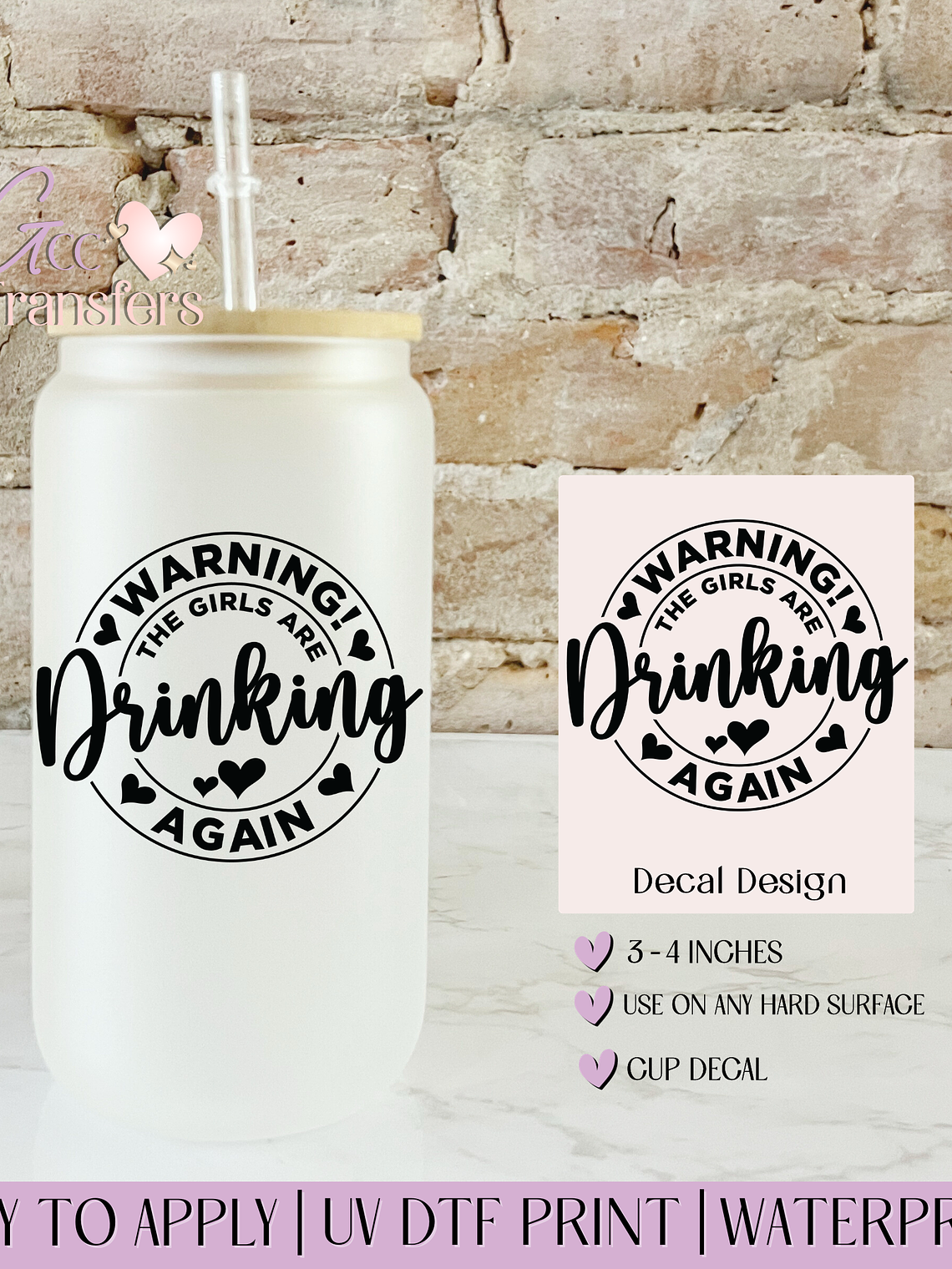 Warning Drinking Again - Decal UVDTF 1