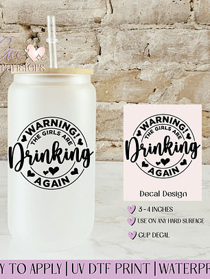 Warning Drinking Again - Decal UVDTF