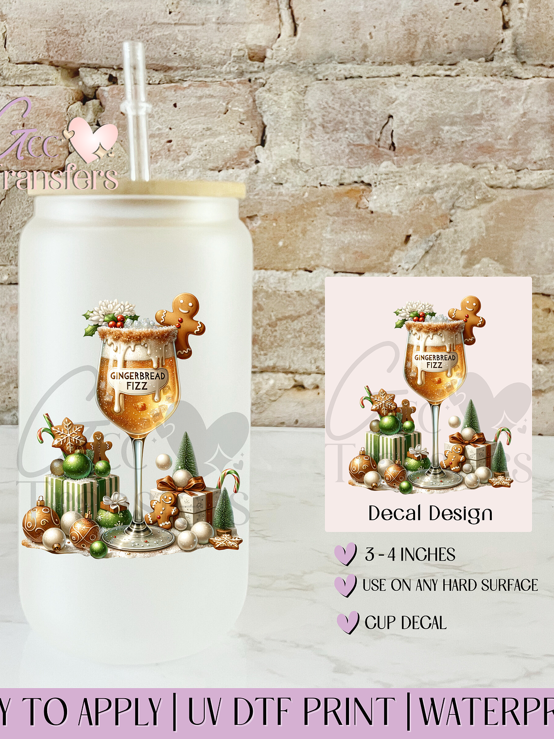 Gingerbread Fizz Christmas Drink - Decal UVDTF 1