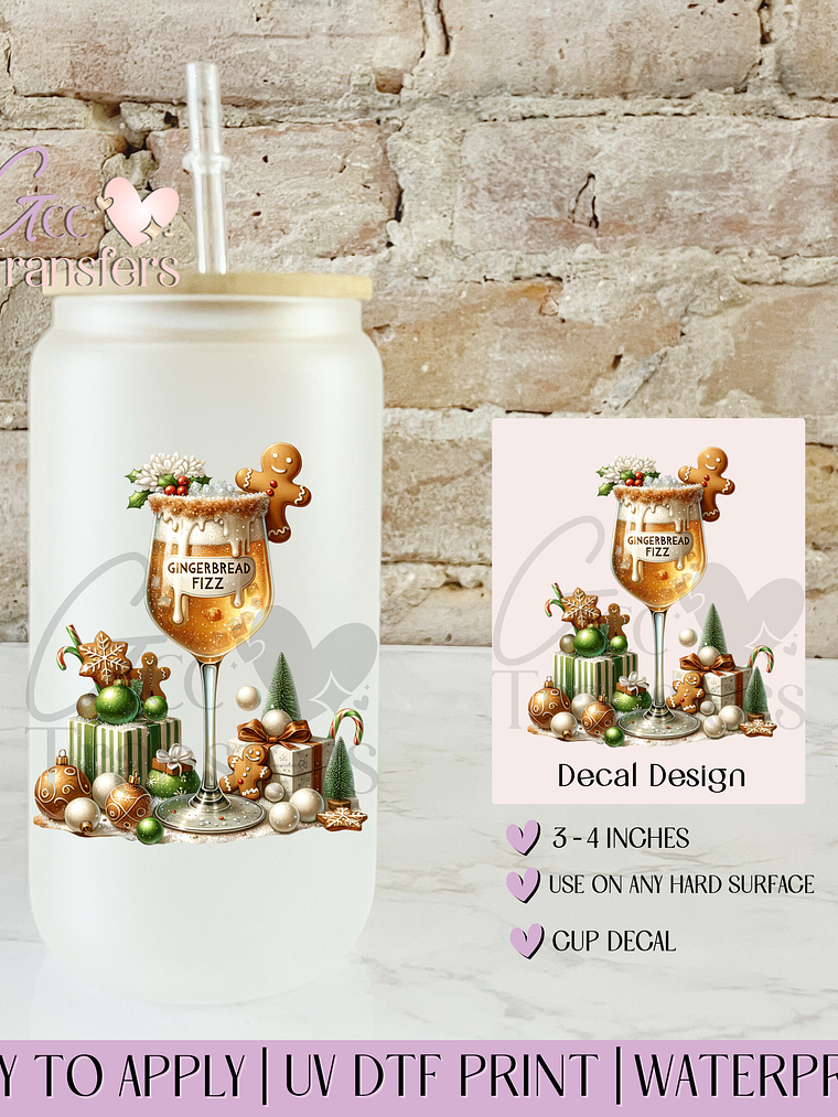 Gingerbread Fizz Christmas Drink - Decal UVDTF 1