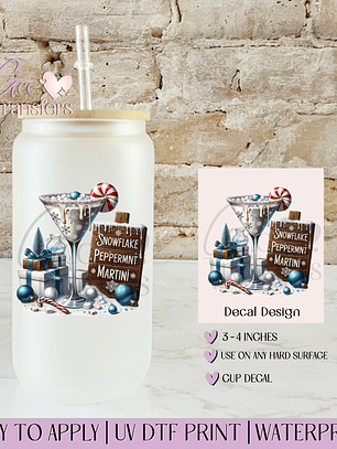 Snowflake Peppermint Christmas Drink - Decal UVDTF
