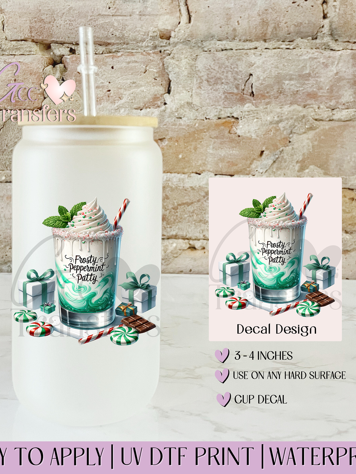 Frosty Peppermint Patty Drink - Decal UVDTF 1