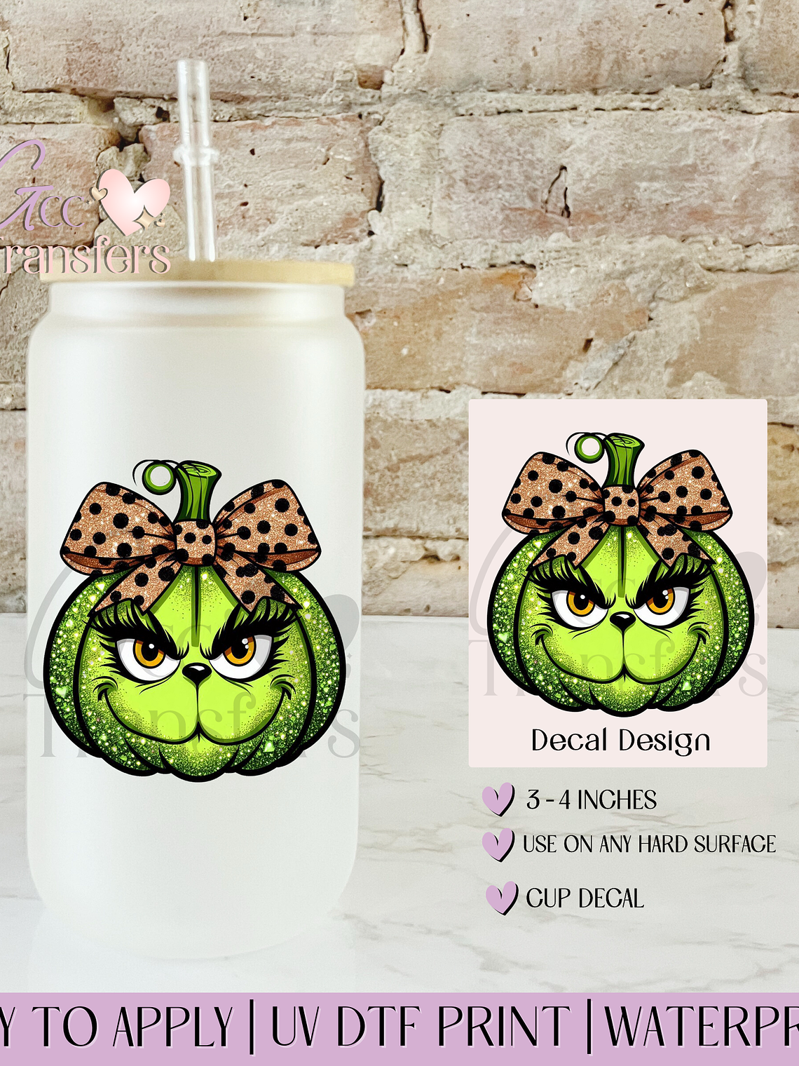 Grinch Pumpkin Leopard - Decal UVDTF 1