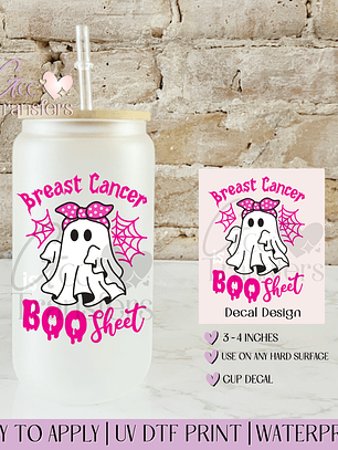 Breast Cancer BooSheet - Decal UVDTF