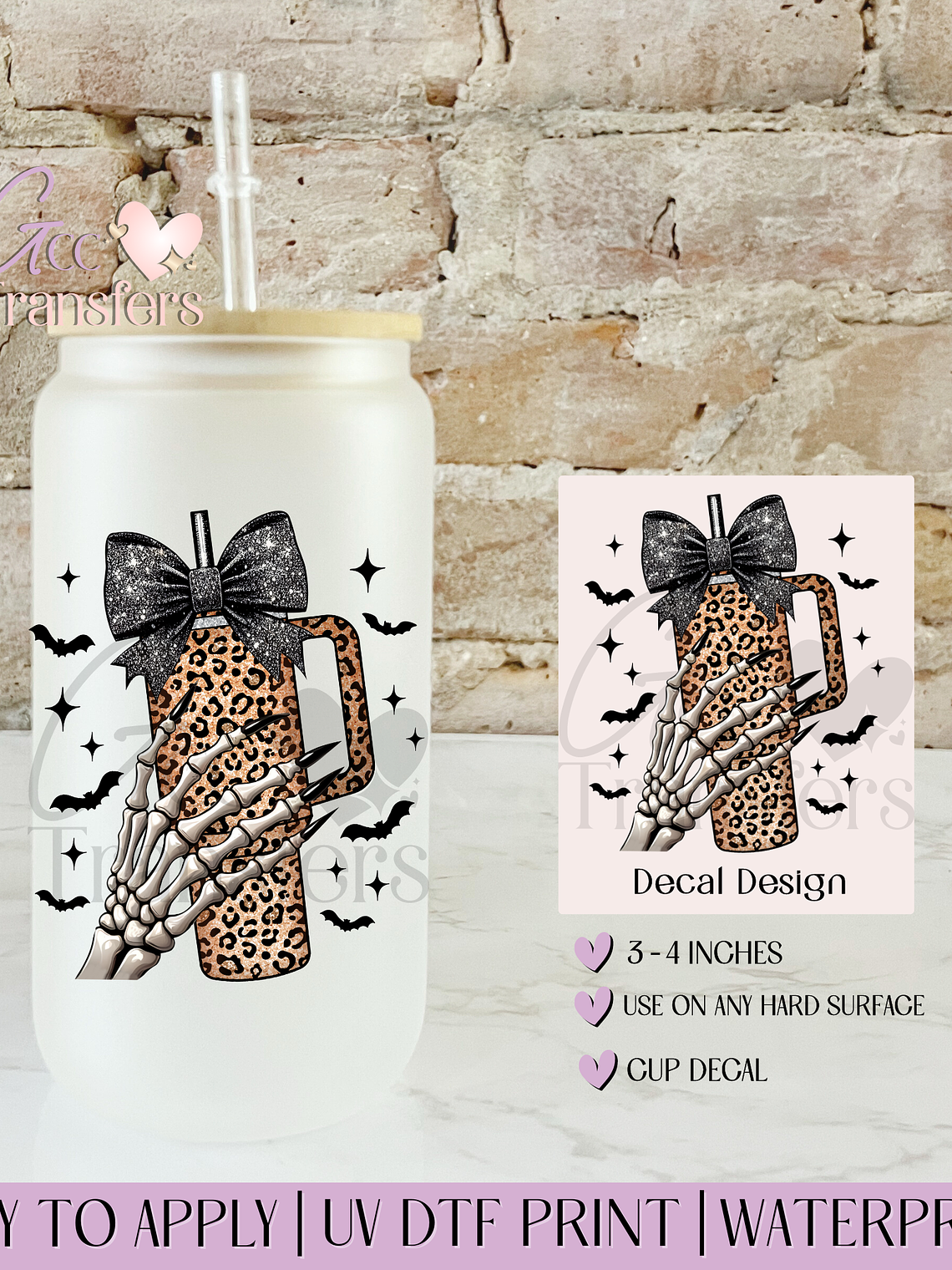 Skeleton Coquette Cup Leopard - Decal UVDTF 1