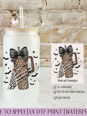 Skeleton Coquette Cup Leopard - Decal UVDTF