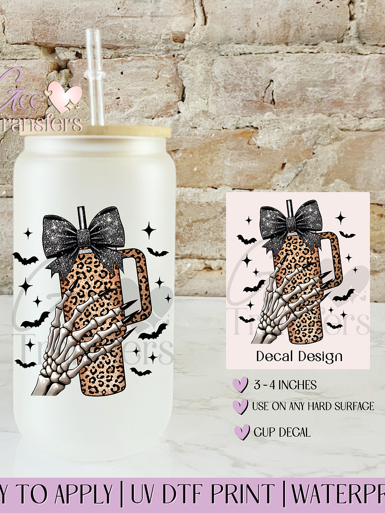 Skeleton Coquette Cup Leopard - Decal UVDTF 1