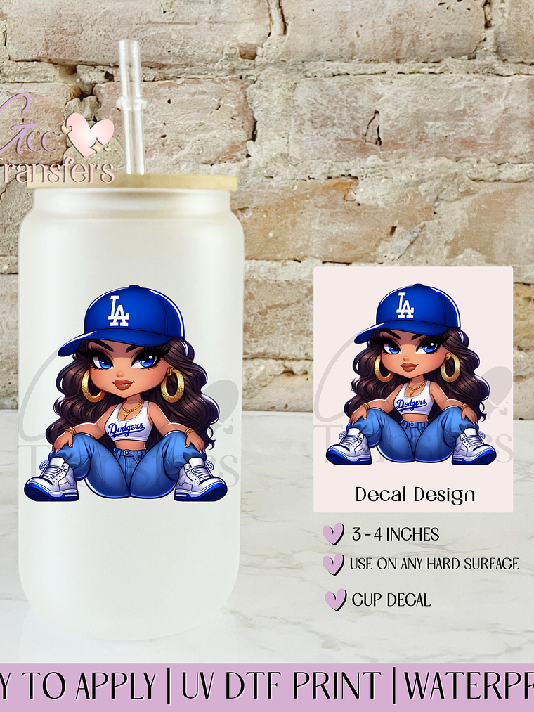 Dodgers LA Girl Fan - Decal UVDTF 1