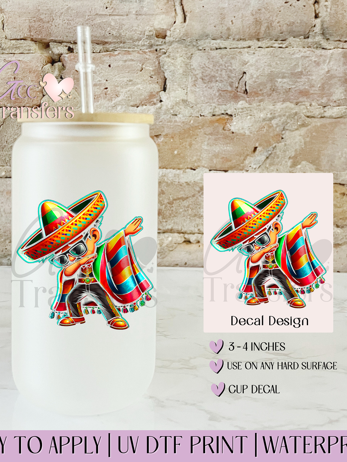 Dabbing Boy Cinco de Mayo - Decal UVDTF 1
