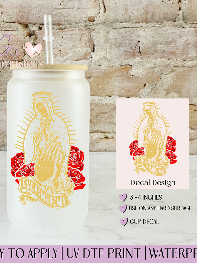 Virgen de Guadalupe Madre Mia - Decal UVDTF 1