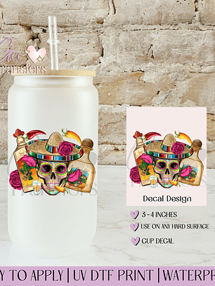Mexican Skull Sombrero Tequila - Decal UVDTF