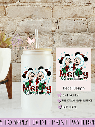 Merry Christmas Mice Snow - Decal UVDTF