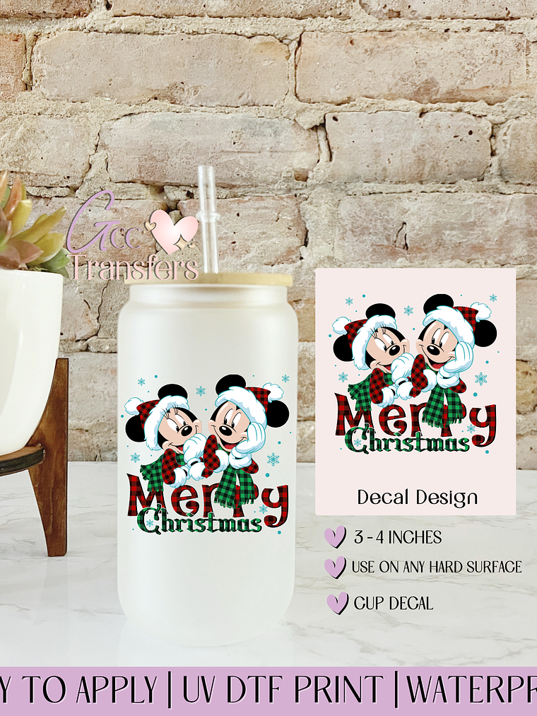 Merry Christmas Mice Snow - Decal UVDTF 1