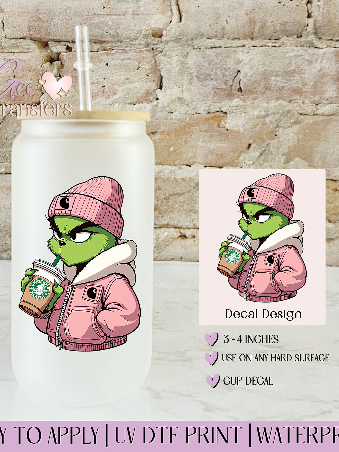 Pink Girl Boujee Coffee - Decal UVDTF 1