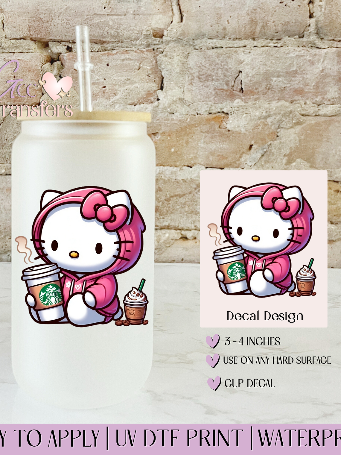 Cat Iced Coffee  - Decal UVDTF 1