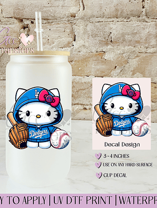 LA Baseball Team Cat Fan - Decal UVDTF
