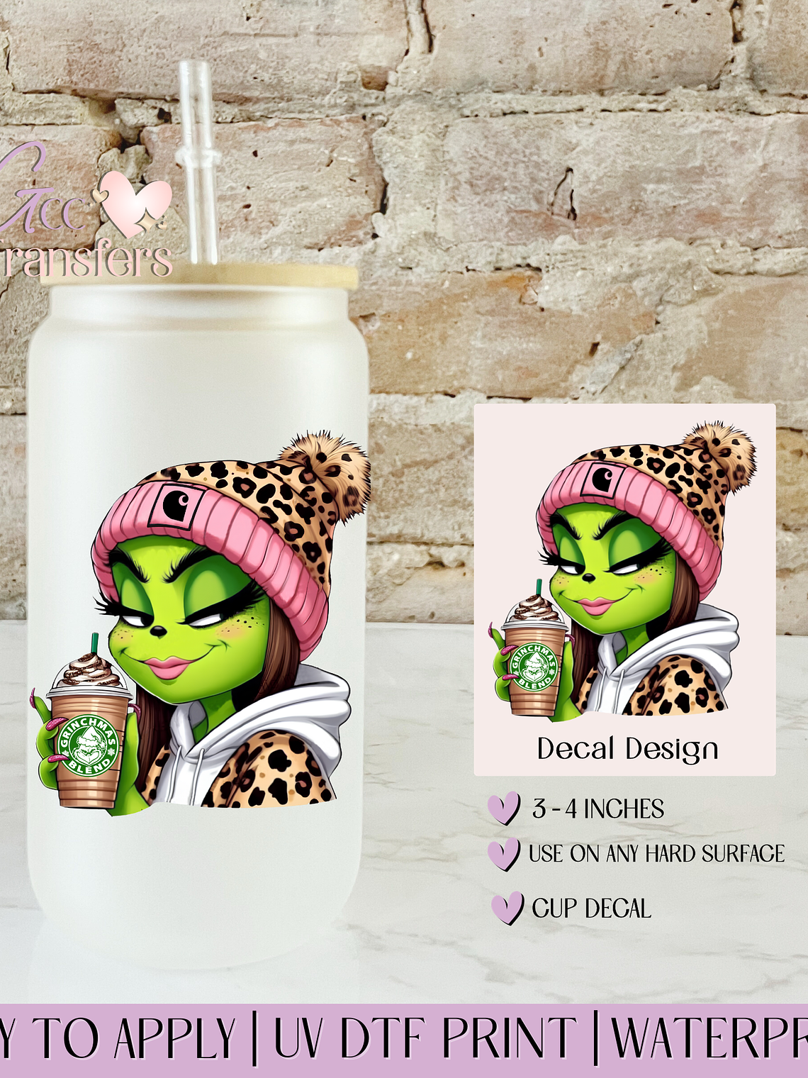 Girl Boujee Iced Coffee Leopard - Decal UVDTF 1