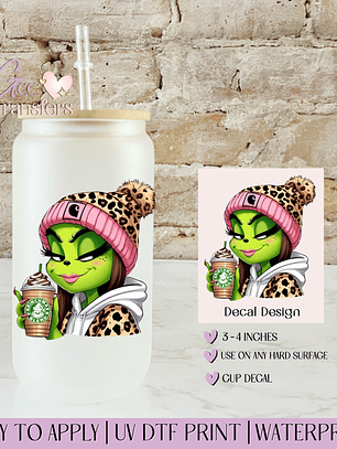 Girl Boujee Iced Coffee Leopard - Decal UVDTF
