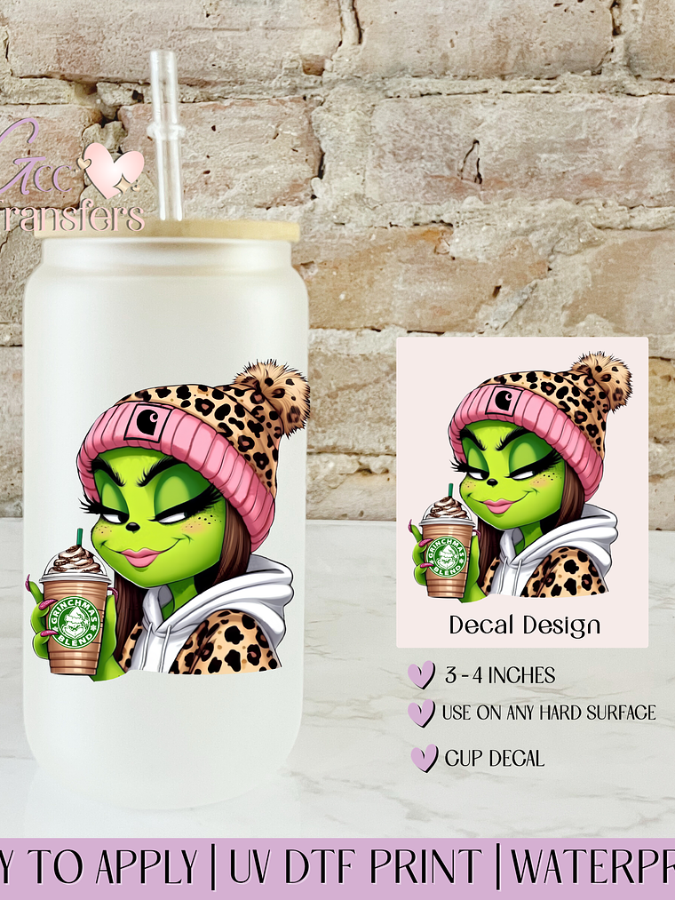 Girl Boujee Iced Coffee Leopard - Decal UVDTF 1