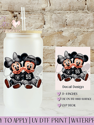 Raiders Fans Mice Couple Football - Decal UVDTF