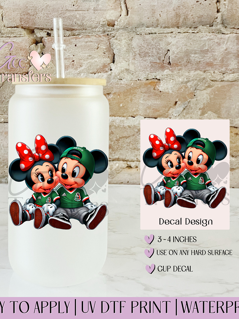 Mexican Fans Mice Couple - Decal UVDTF 1