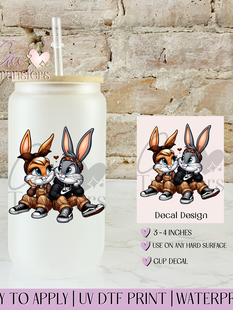 Cholo Rabbit Couple  - Decal UVDTF 1