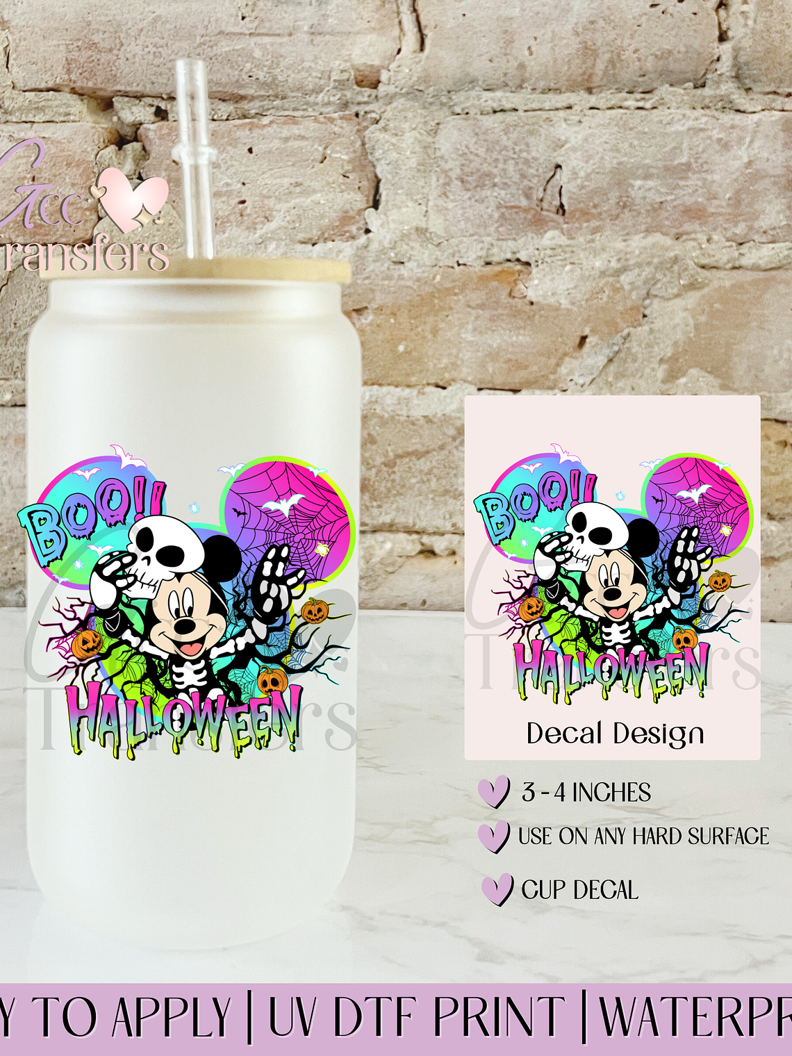 Scary Mice Boo Halloween - Decal UVDTF 1