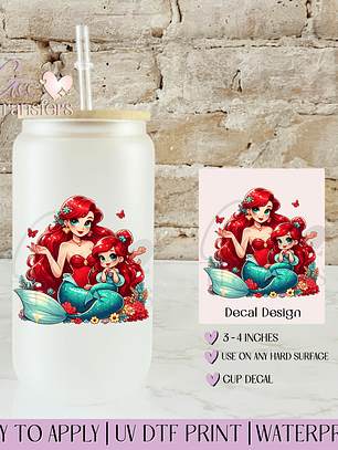 Red Hair Under the sea Mom & Daughter - Decal UVDTF