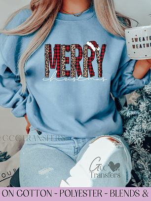 Merry Christmas Buffalo Paid White - Full Color DTF Transfer