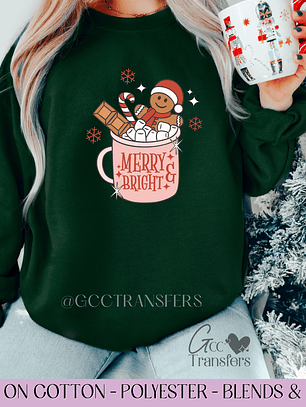 Merry & Bright Cup - Full Color DTF Transfer