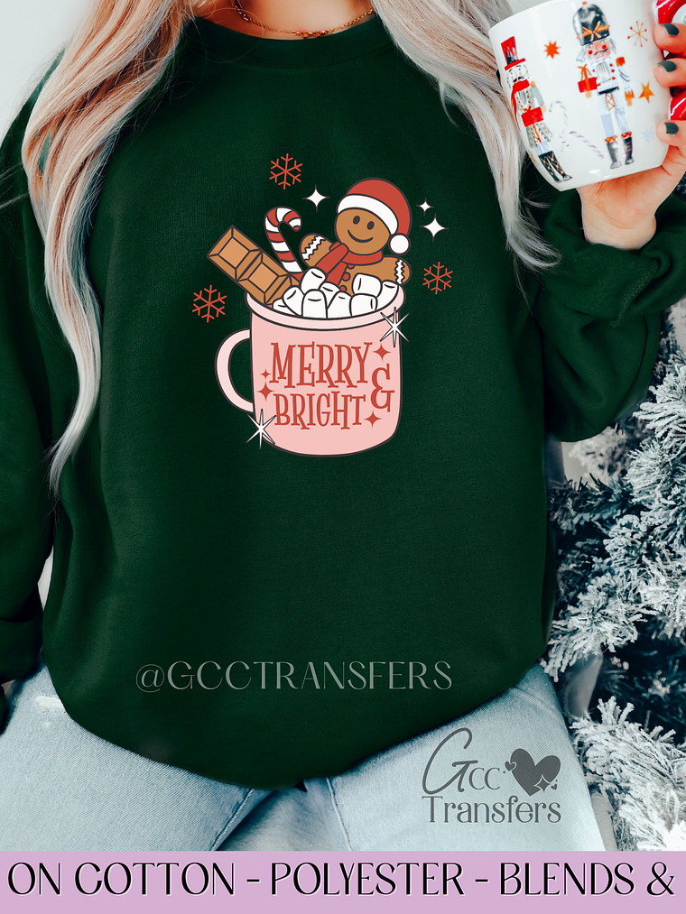 Merry & Bright Cup - Full Color DTF Transfer 1