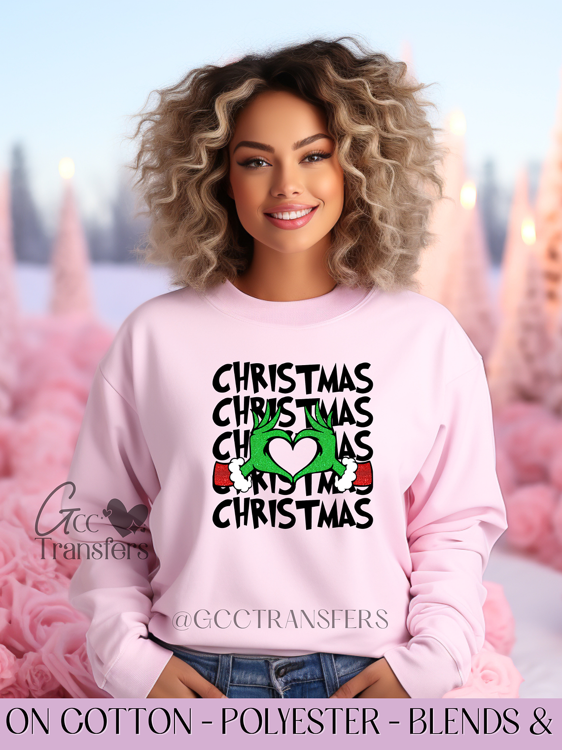 Christmas Grinch Heart- Full Color DTF Transfer 1