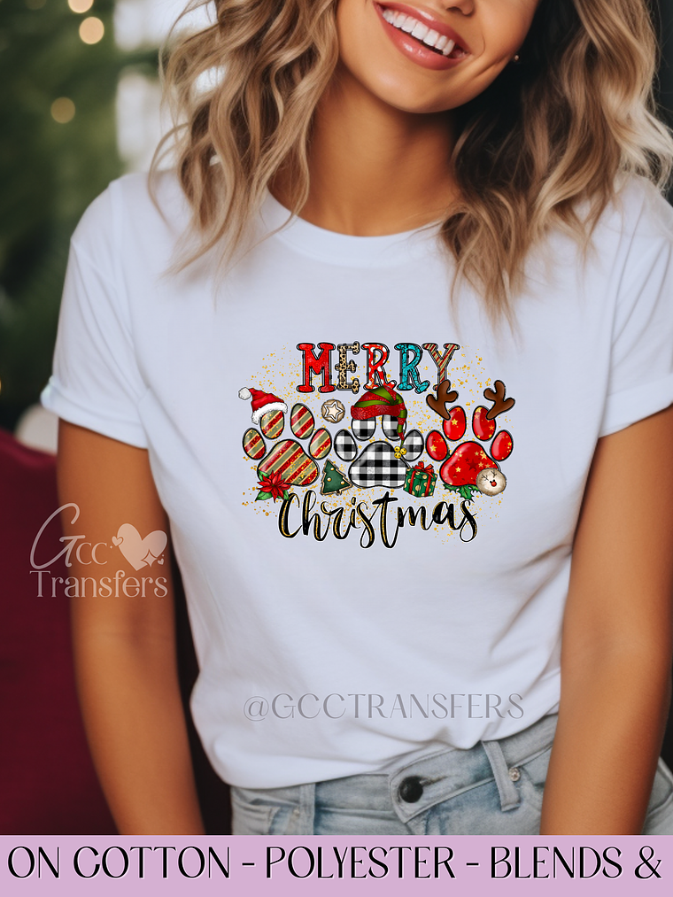 Merry Paws Christmas - Full Color DTF Transfer 1