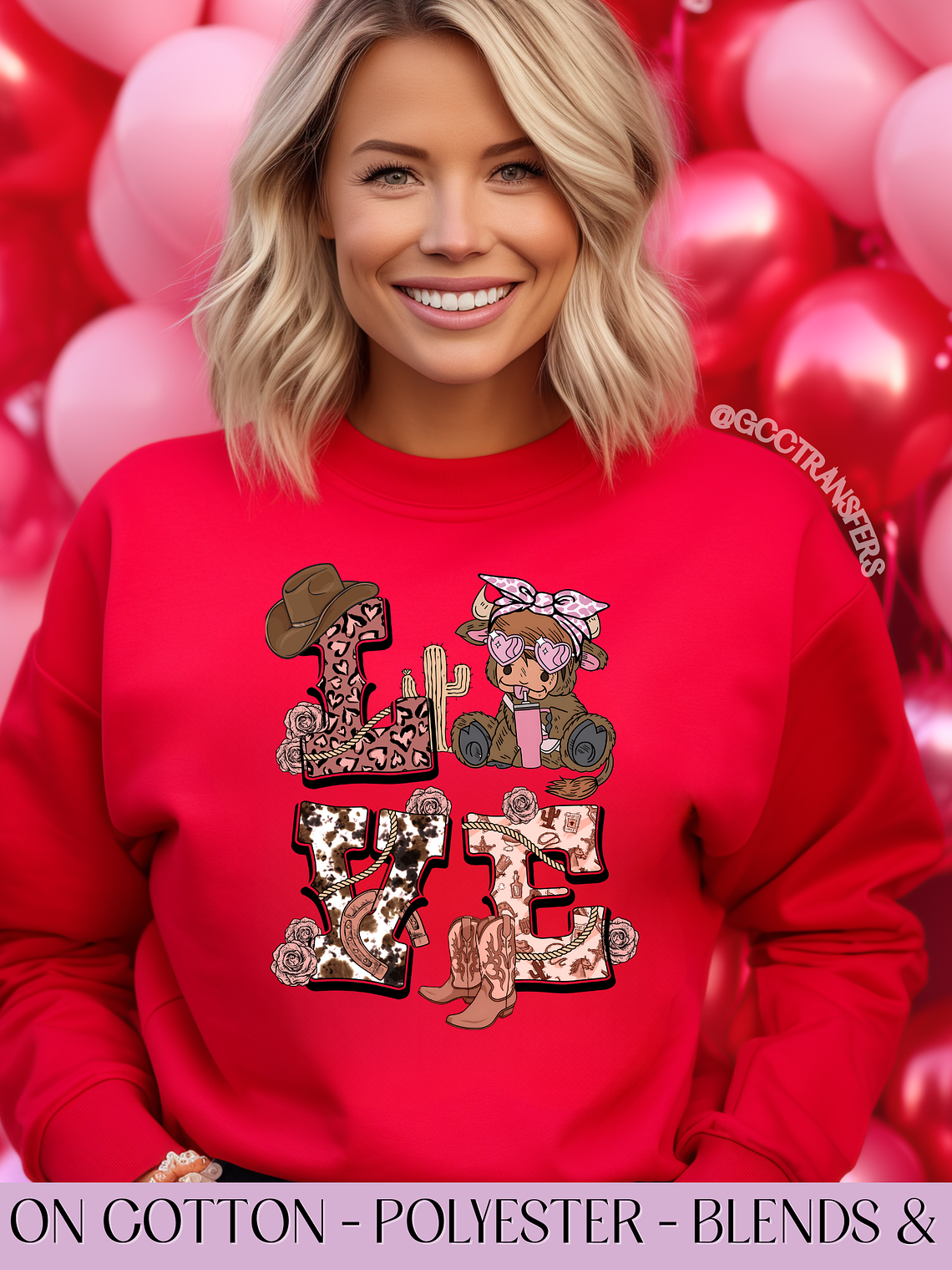 Valentine's Highland Cow Love - Full Color DTF Transfer 1